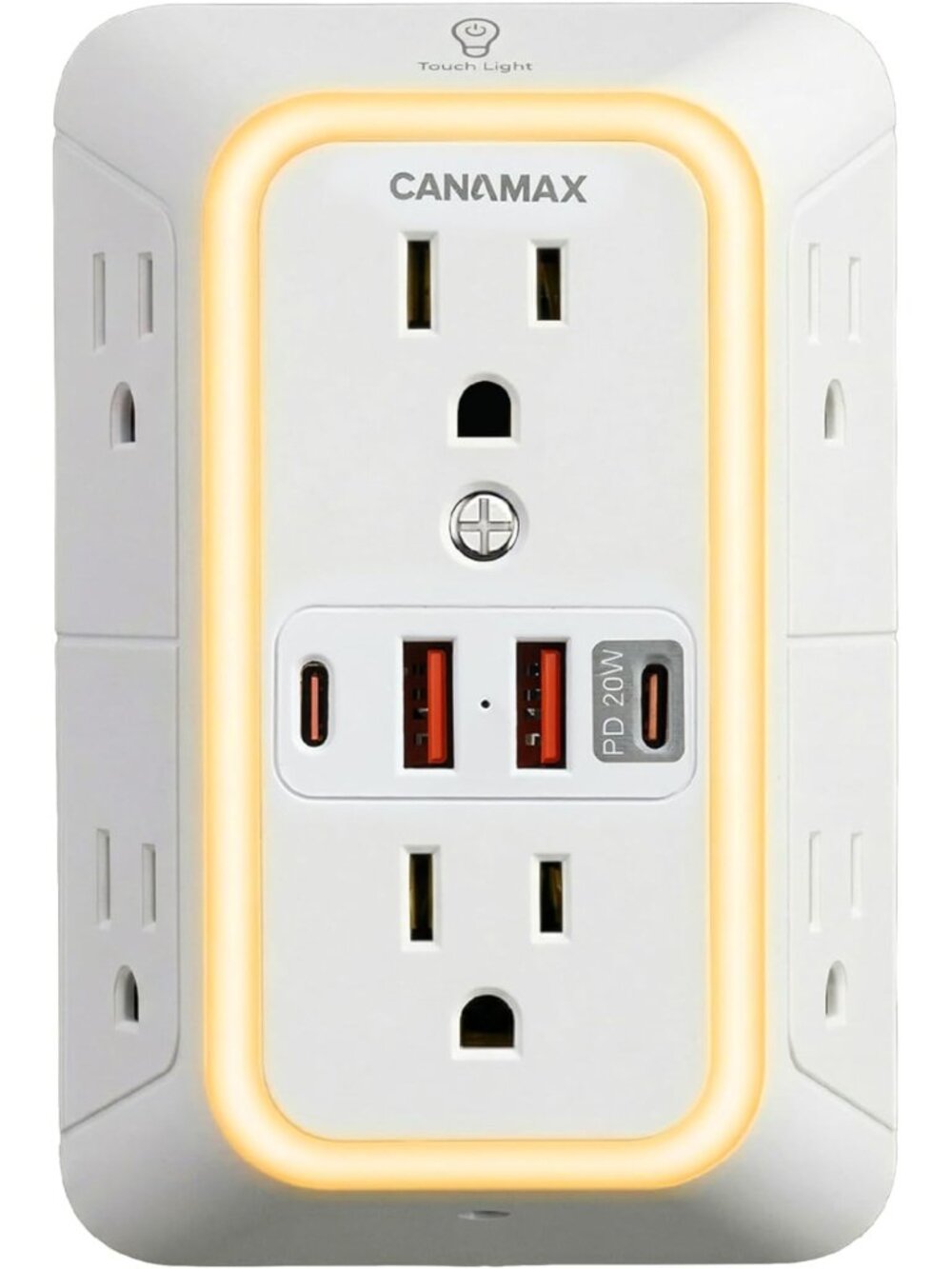 6 Outlet Wall Plug Extender with 4 USB Ports, Fast Charging, Surge Protector